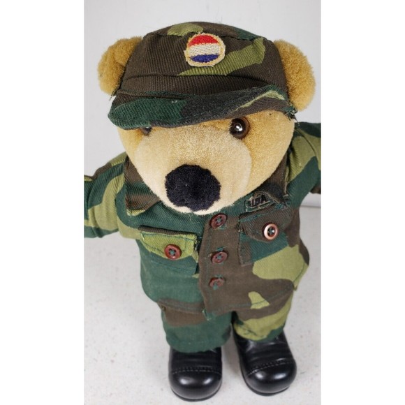 Vintage JJ Wind Patriot Bear U.S. Army Soldier Plush Toy 11"  Camouflage 1994 - Picture 4 of 14